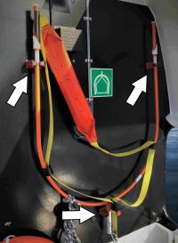 SB Rescue Sling - in position on 3 Mounting Clips